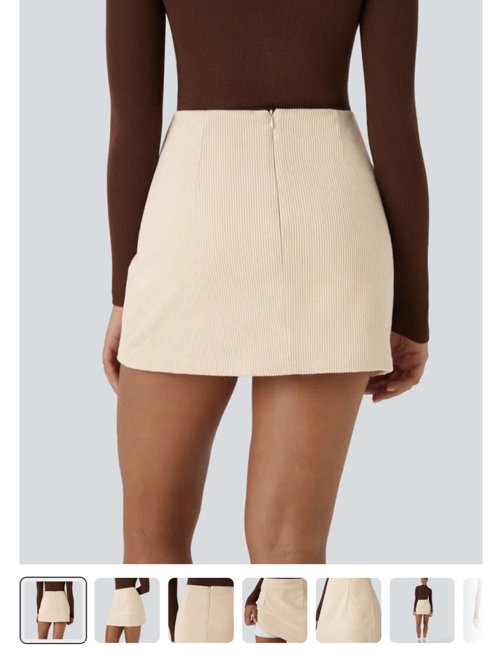 HALARA Cream Ribbed Mini Skirt - Picture 2 of 5